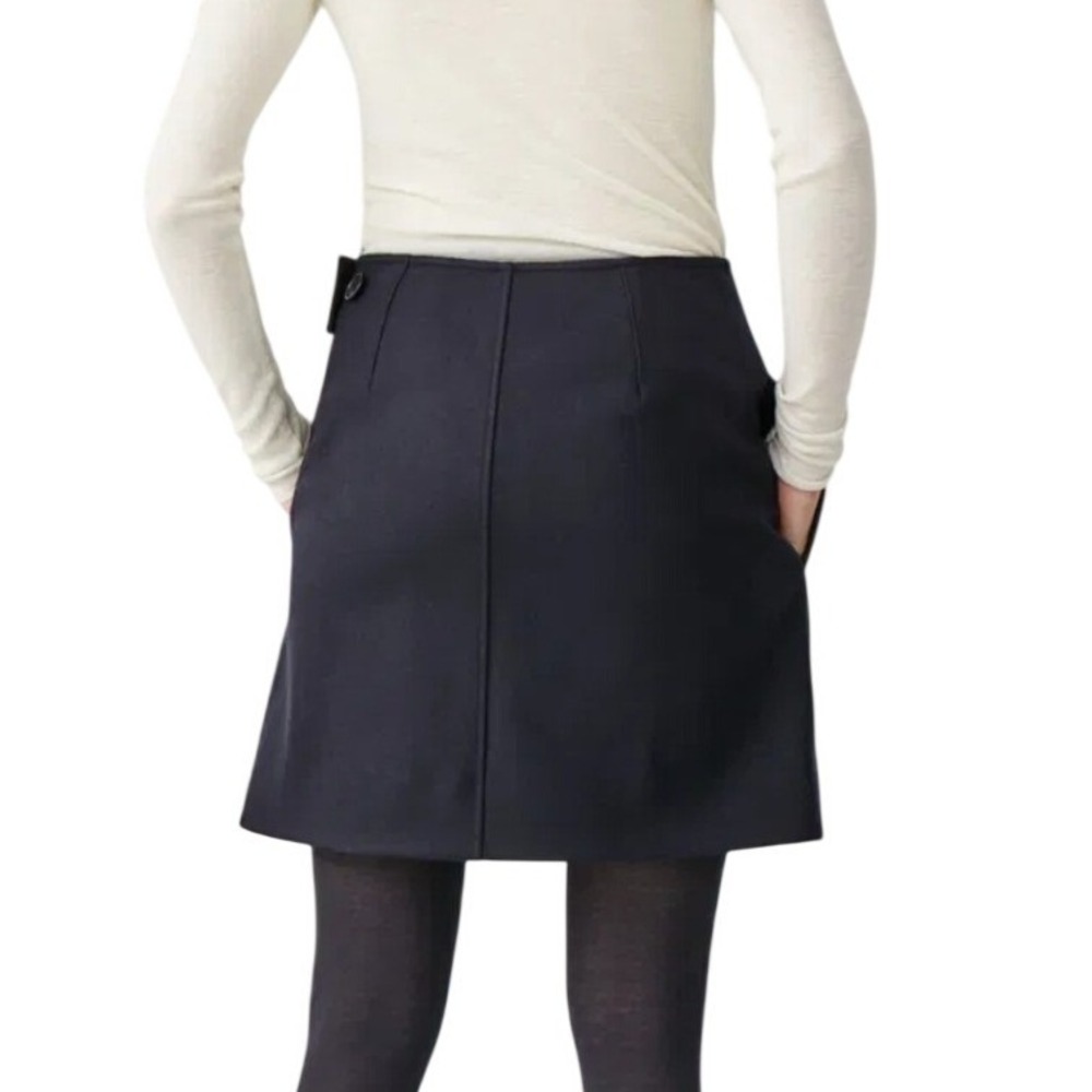 COS Short Wool Skirt Navy Blue Contrast Stitch Wrap Mod Mini Skirt EUR 36 US 6 - Picture 5 of 8